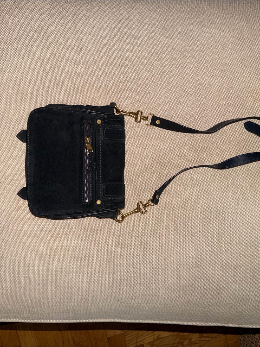 Proenza Schouler PS1 Black Suede Crossbody Satchel with Gold Hardware - Picture 5 of 9